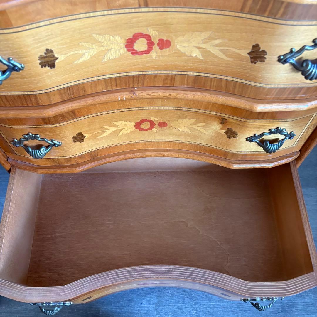 イタリア　MOR-RENS社　象嵌チェスト　4段　ミドルチェスト　マホガニー　①