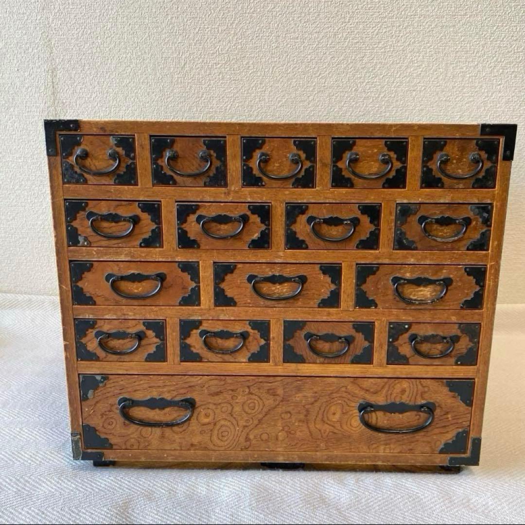 最終】小箪笥 薬箱 裁縫箱 小物棚 17杯 和モダン テレビ台 隠箱 雑貨棚