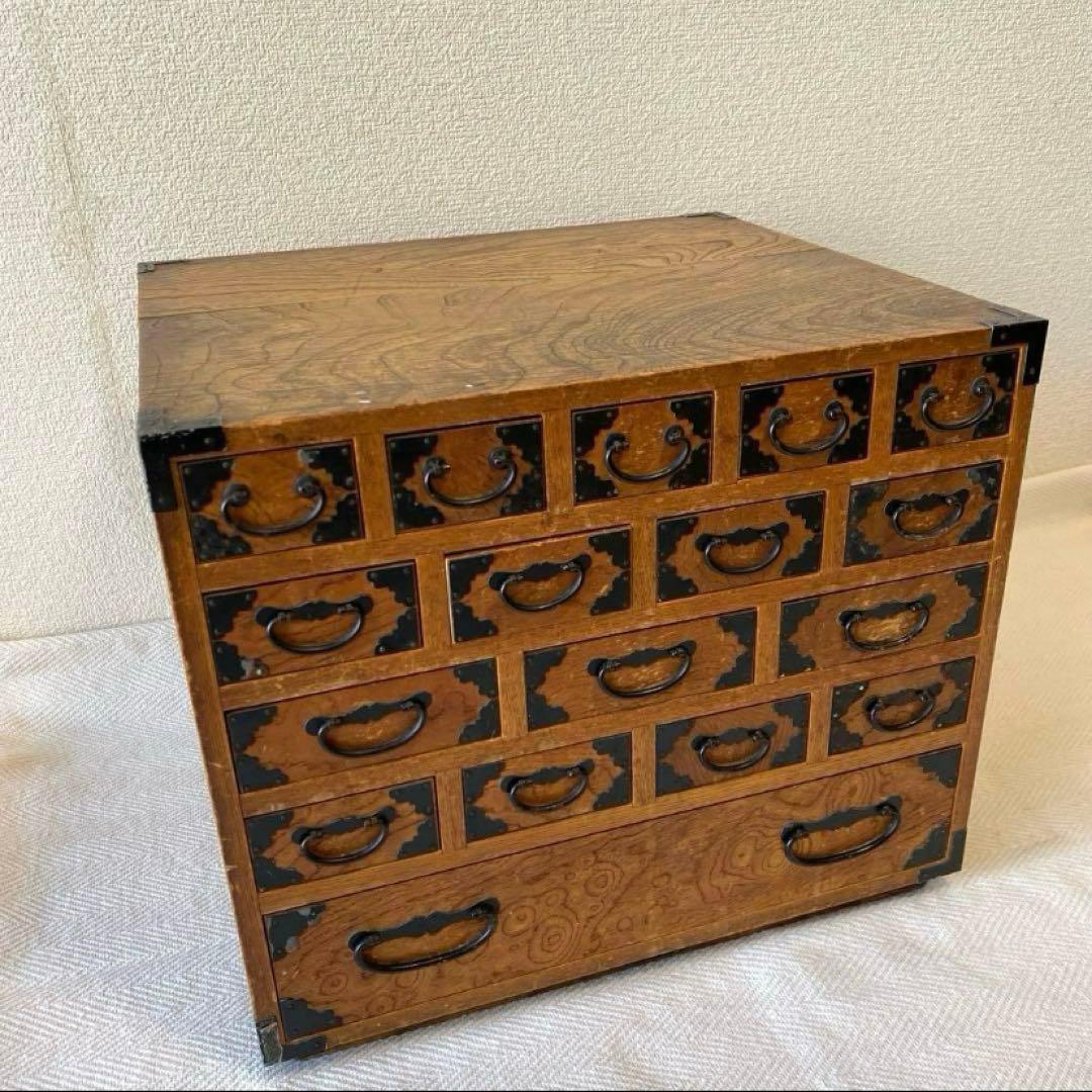 最終】小箪笥 薬箱 裁縫箱 小物棚 17杯 和モダン テレビ台 隠箱 雑貨棚