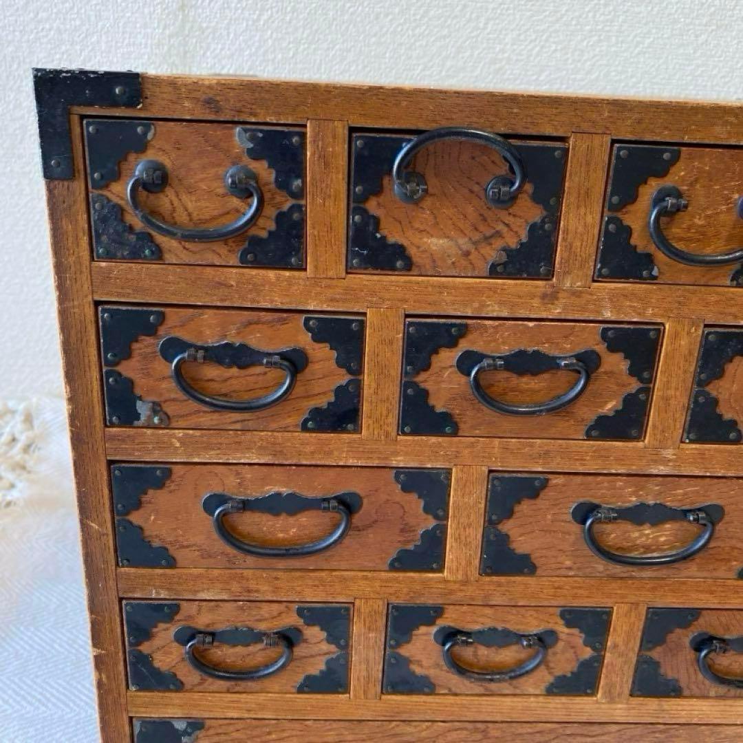 最終】小箪笥 薬箱 裁縫箱 小物棚 17杯 和モダン テレビ台 隠箱 雑貨棚