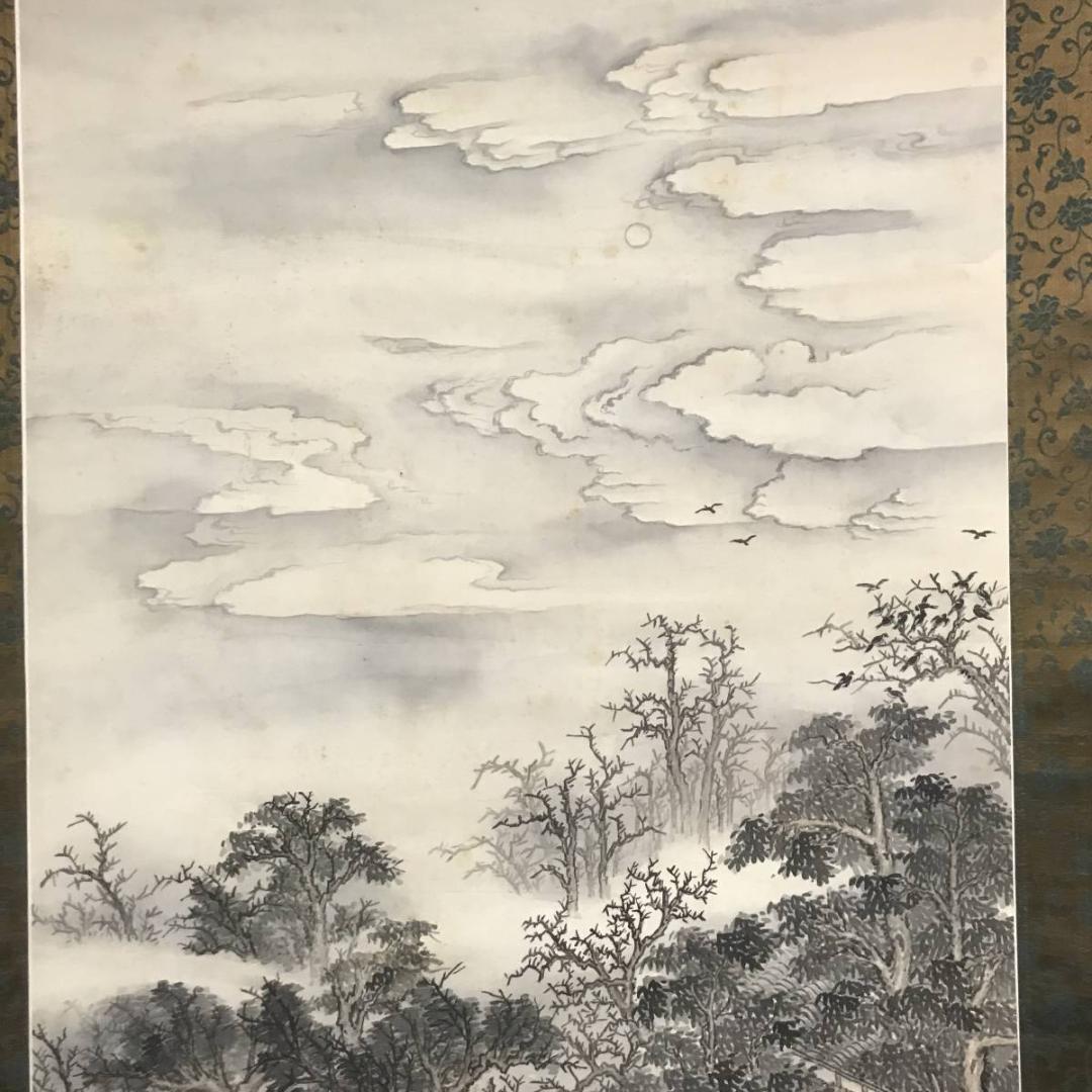 【真作】渓仙/山水人物図/掛軸/名家伝来/AB-729