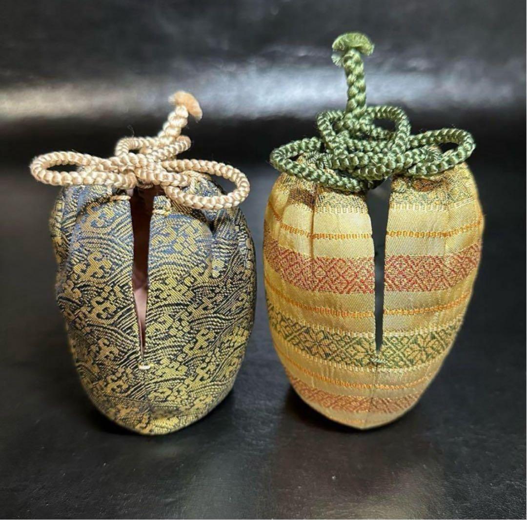 小代焼 肩衝 茶入/替仕服付！花文浮織 万代屋『近重治太郎』造！共箱/仕覆/栞付