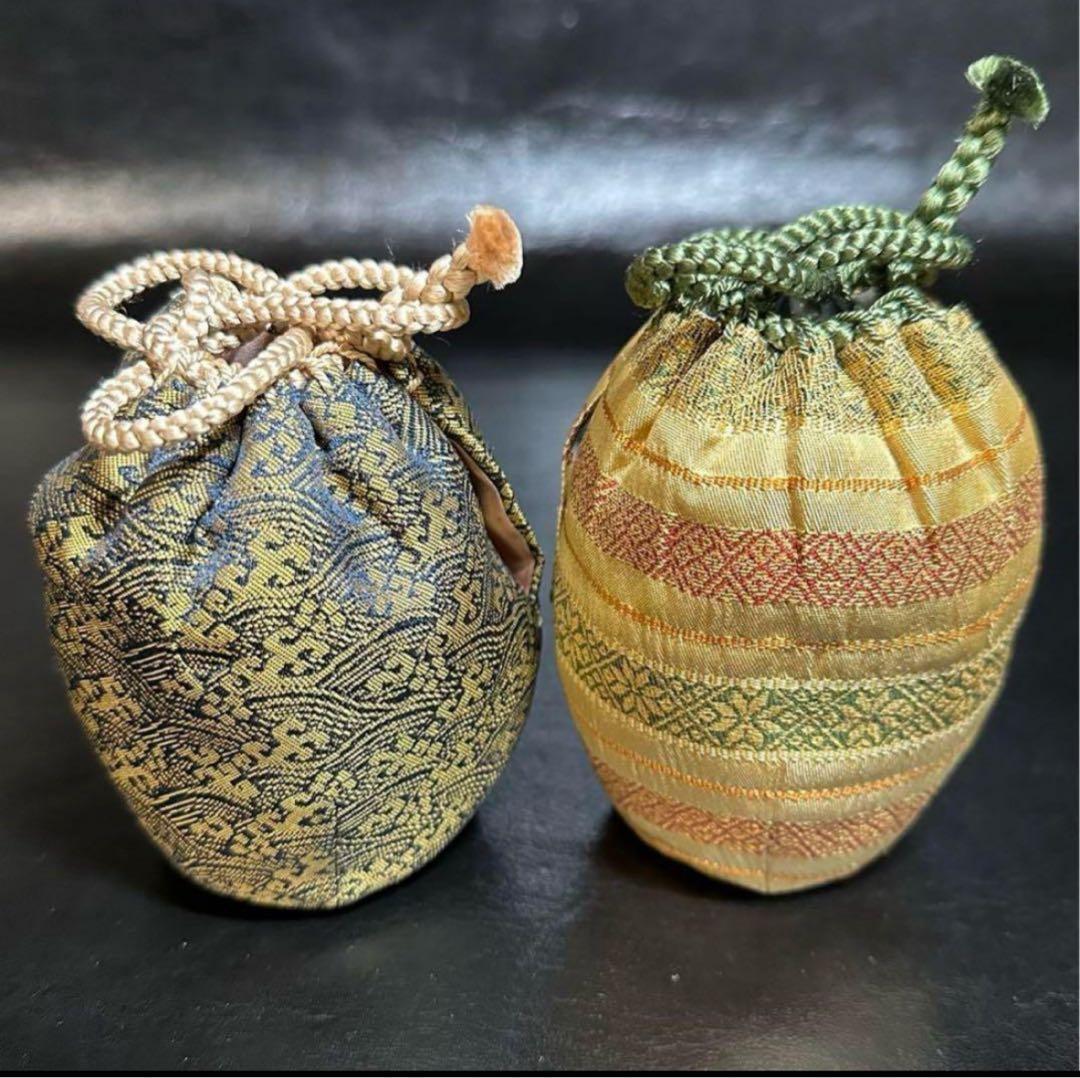 小代焼 肩衝 茶入/替仕服付！花文浮織 万代屋『近重治太郎』造！共箱/仕覆/栞付