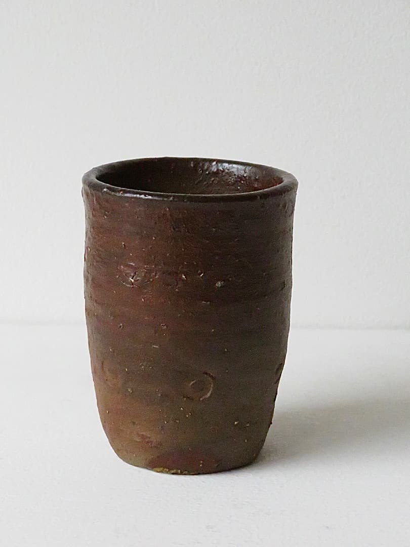 限定セル【希少品】伝説の陶芸家 國吉清尚 焼締 珊瑚紋 小湯呑 ぐい呑 泡盛