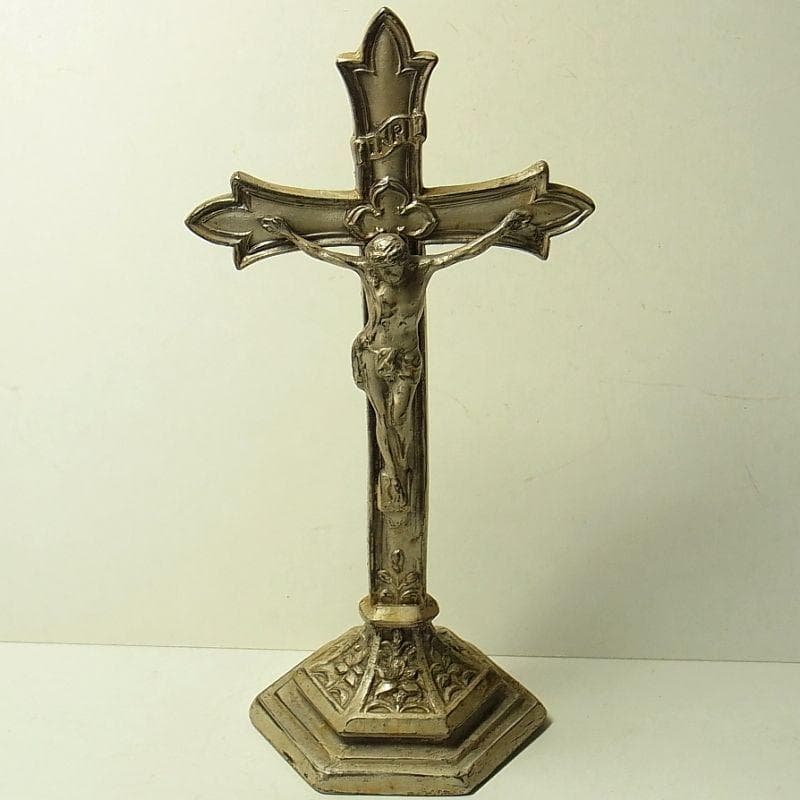 c1347 アメリカ アンティーク 自立クロス 艶消し USA 17.5cm