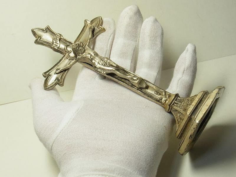 c1347 アメリカ アンティーク 自立クロス 艶消し USA 17.5cm