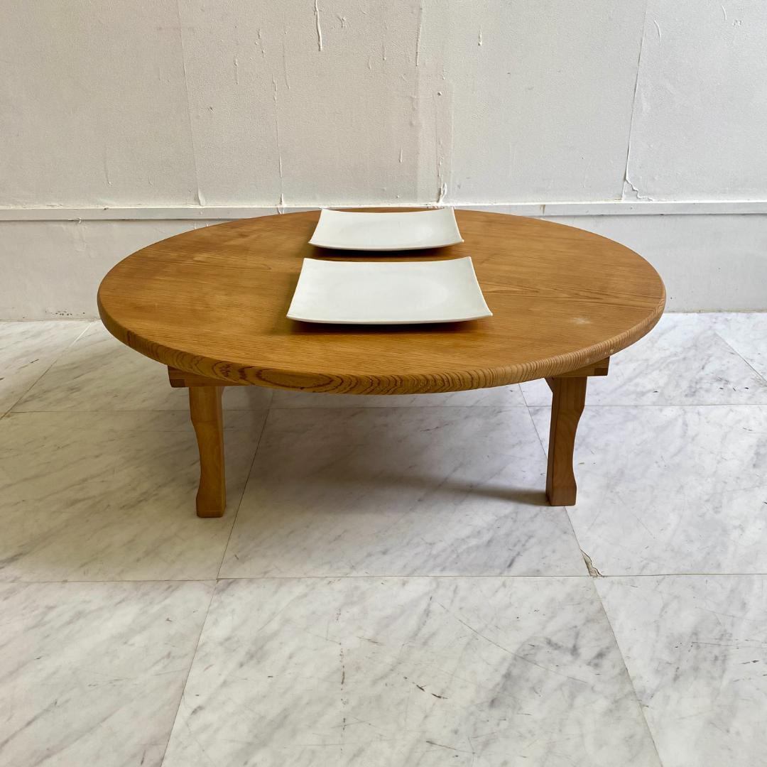 昭和レトロ 木製 丸ちゃぶ台 折りたたみ式｜ローテーブル 古道具 和家具