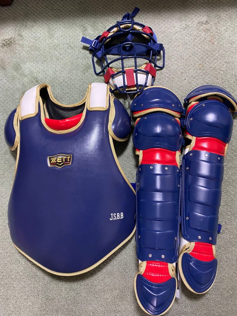 ZETT キャッチャー防具 ネイビー/レッド