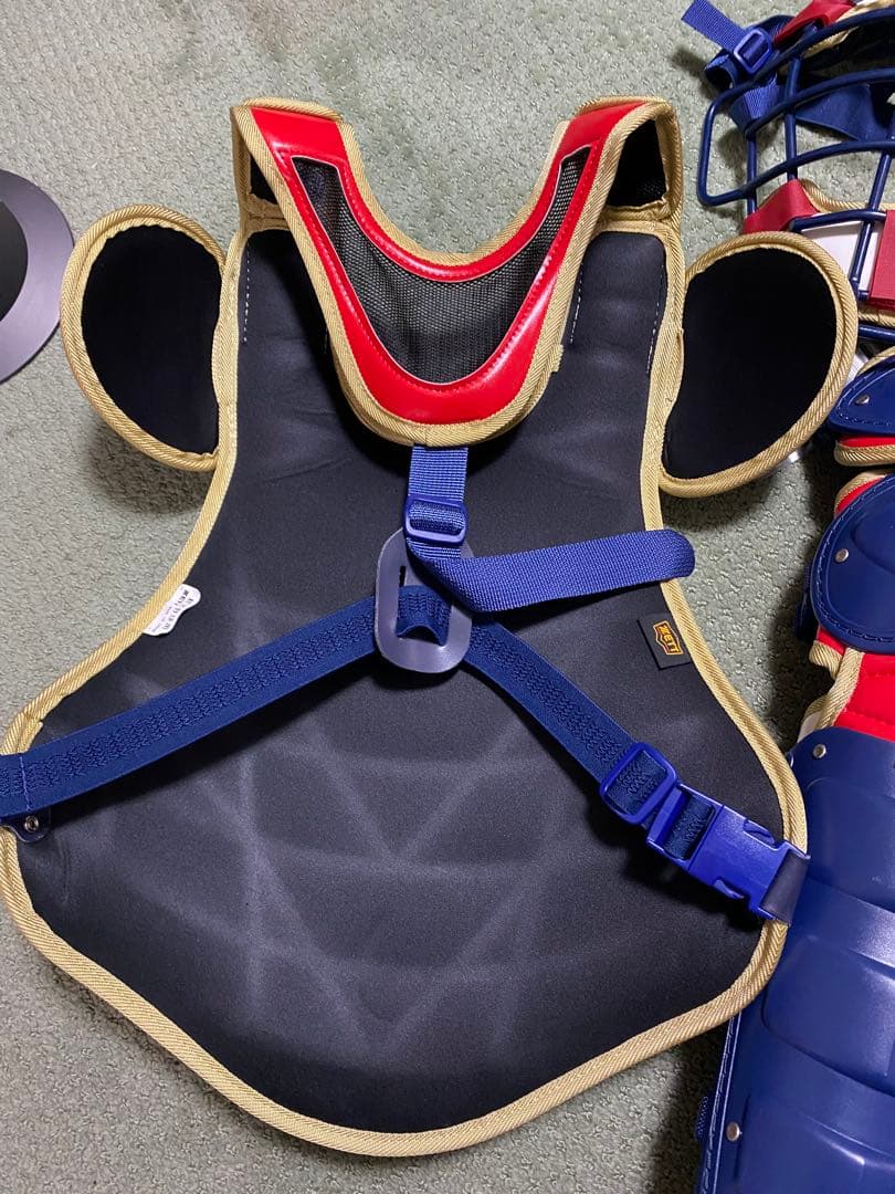 ZETT キャッチャー防具 ネイビー/レッド