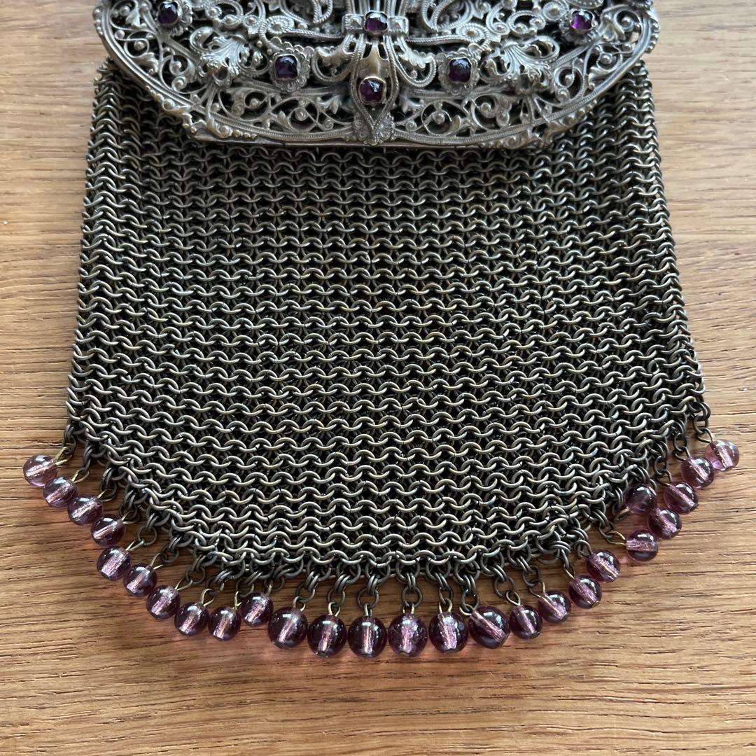 クリスマスSALE アンティーク　ヴィクトリアン　メッシュ　パース　入れ