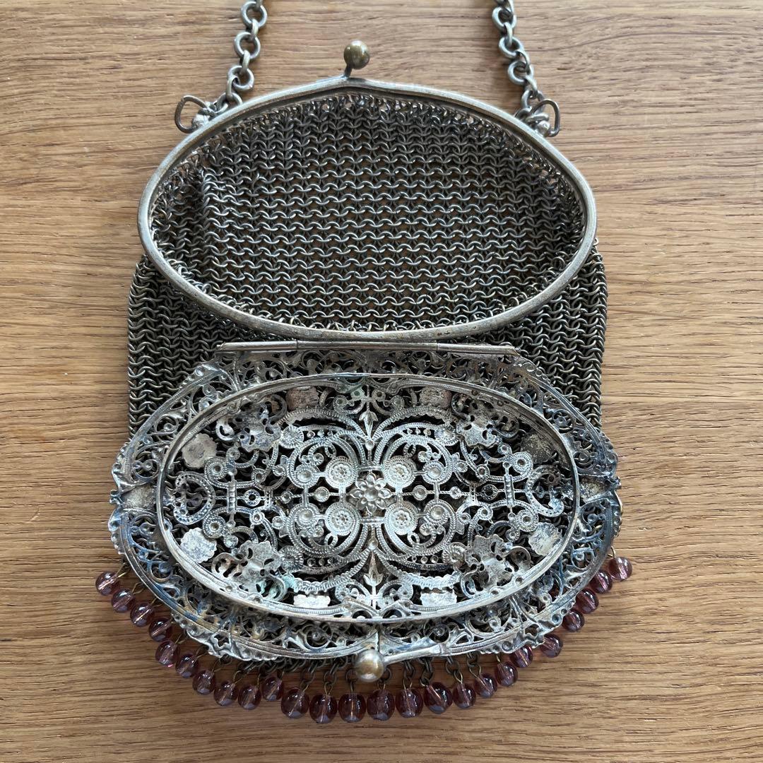 クリスマスSALE アンティーク　ヴィクトリアン　メッシュ　パース　入れ