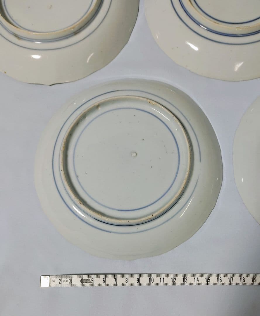 古伊万里、盆栽図六寸皿　５枚