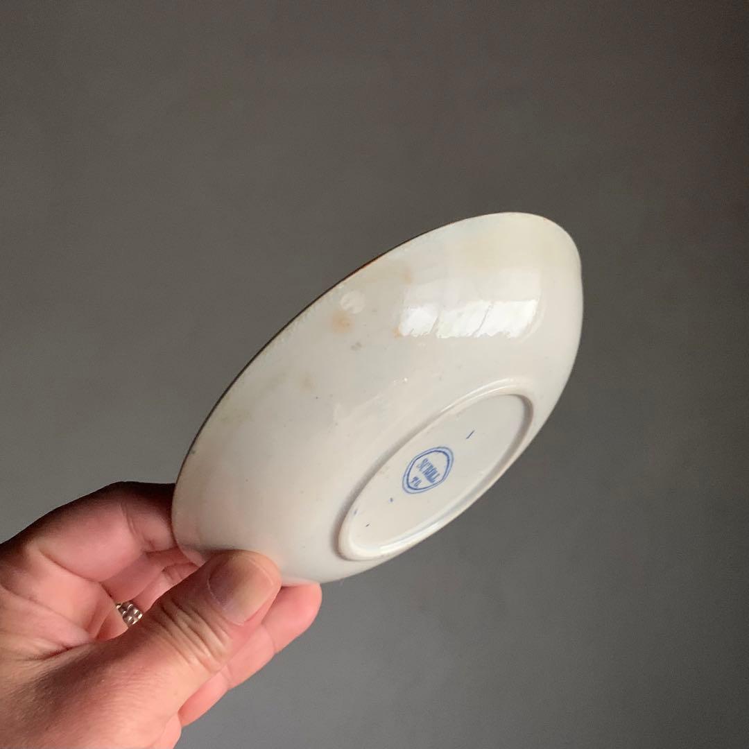 銅板転写 皿 プレート 蔓柄 古道具 アンティーク ブロカント