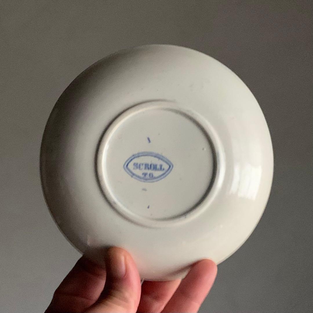 銅板転写 皿 プレート 蔓柄 古道具 アンティーク ブロカント