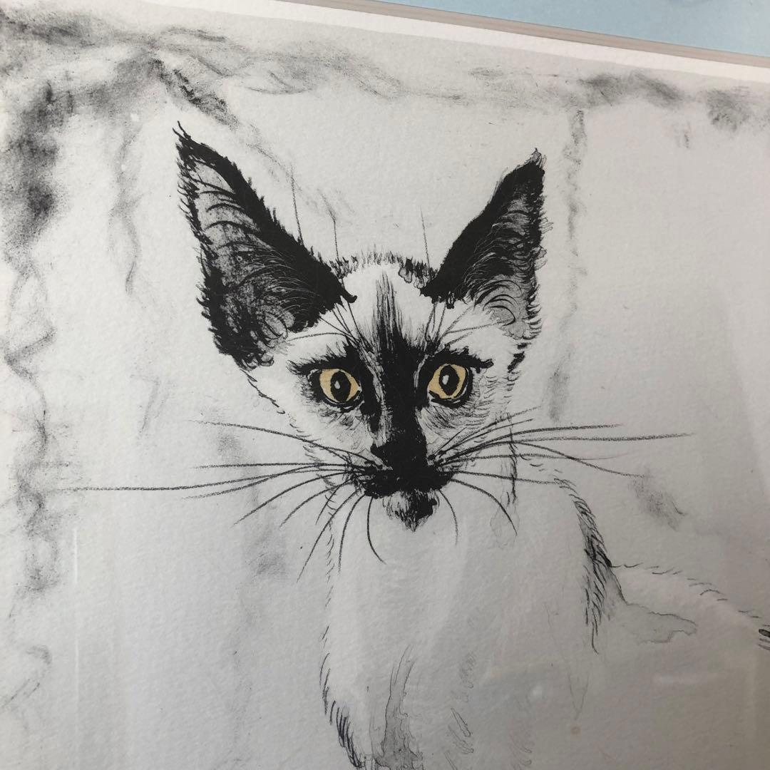 小澤清人 おざわきよんど ビー玉と猫 版画（9/100） 54×40㎝