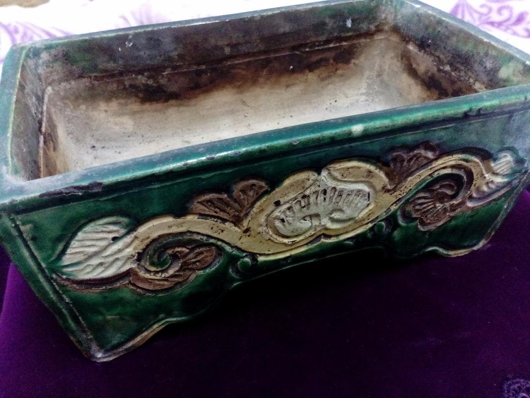 江戸時代中期源内焼極稀少博物館級勢州蔵出讃岐高松藩御用窯当時物葵唐草模様香炉