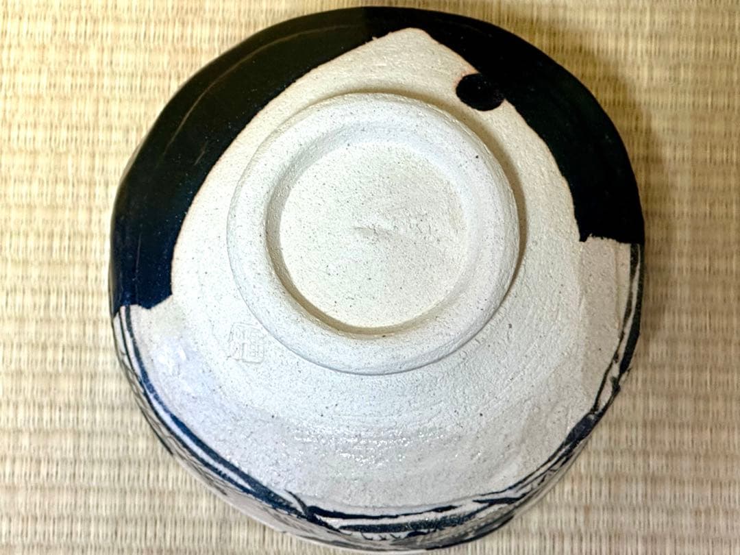 【値下げ】茶道具　抹茶碗　黒織部　雅山窯　中嶋康之作　美濃焼　陶器　木箱入　新品