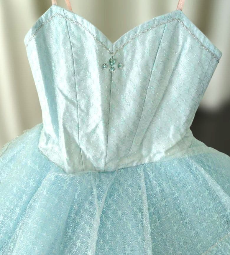 バレエ　クラシックチュチュ2着　　水色シルバーレース巾広　袖、冠付　訳あり
