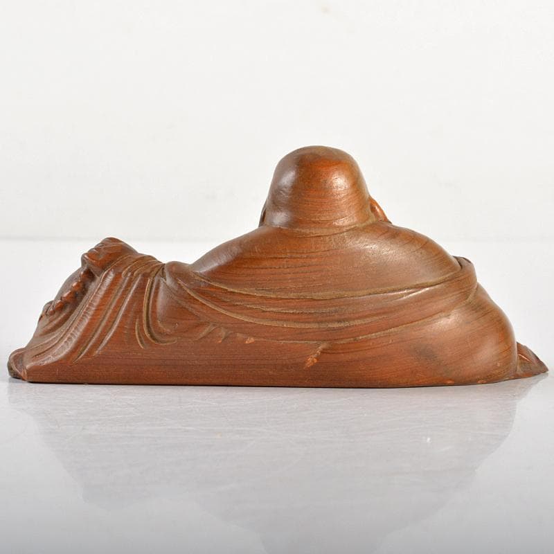 中国　唐木黄楊木彫刻　布袋座像　置物　C　R6716E