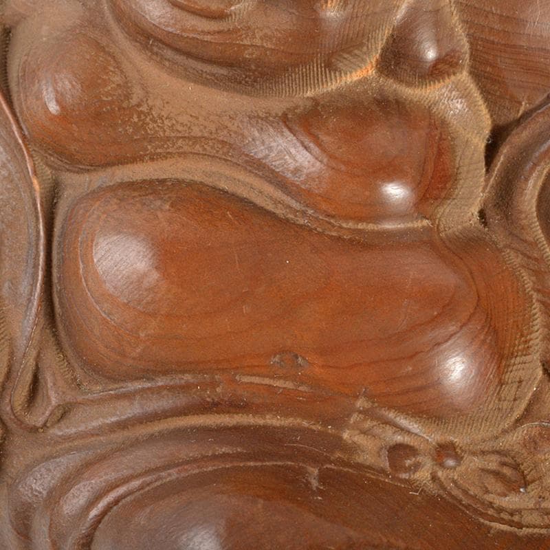 中国　唐木黄楊木彫刻　布袋座像　置物　C　R6716E