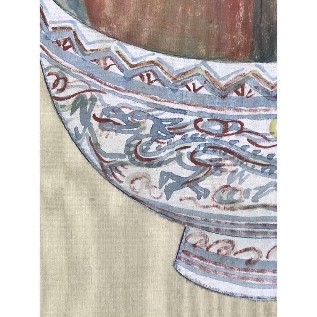 真作/張大千/桃鉢図/中国画家/掛軸/名家伝来/AK-395