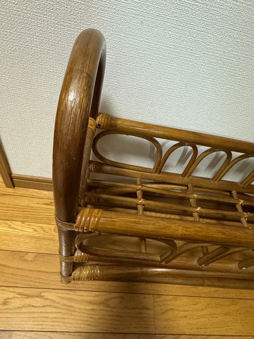 ヴィンテージ　ラタン　籐　ラック　フラワースタンド マガジンラック 昭和レトロ