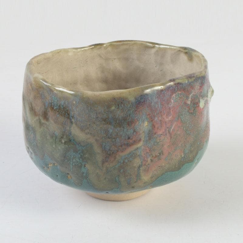 茶道具　琉球焼　壺屋焼　小橋川仁王造　茶碗　共箱　V　9832