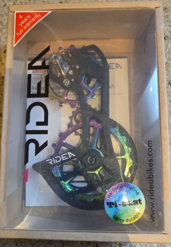 RIDEAカーボンリアディレーラーケージE60 TiNコーティングプーリー