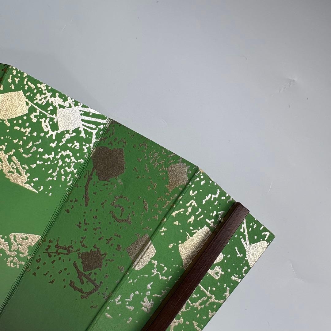 (906)舞扇　7本セット　雲柄　緑　紫　金銀　煤竹