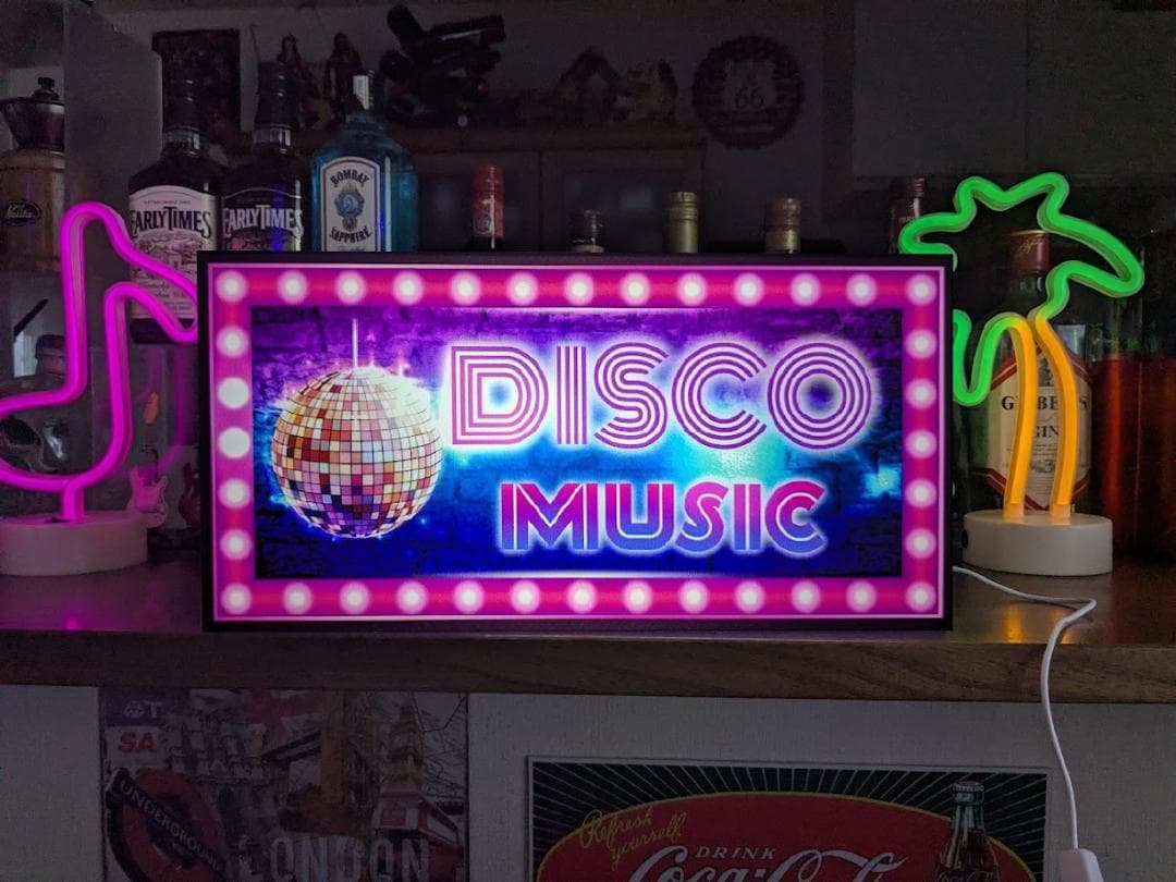 【Lサイズ】ディスコ クラブ ダンス 80s 看板 置物 雑貨 ライトBOX