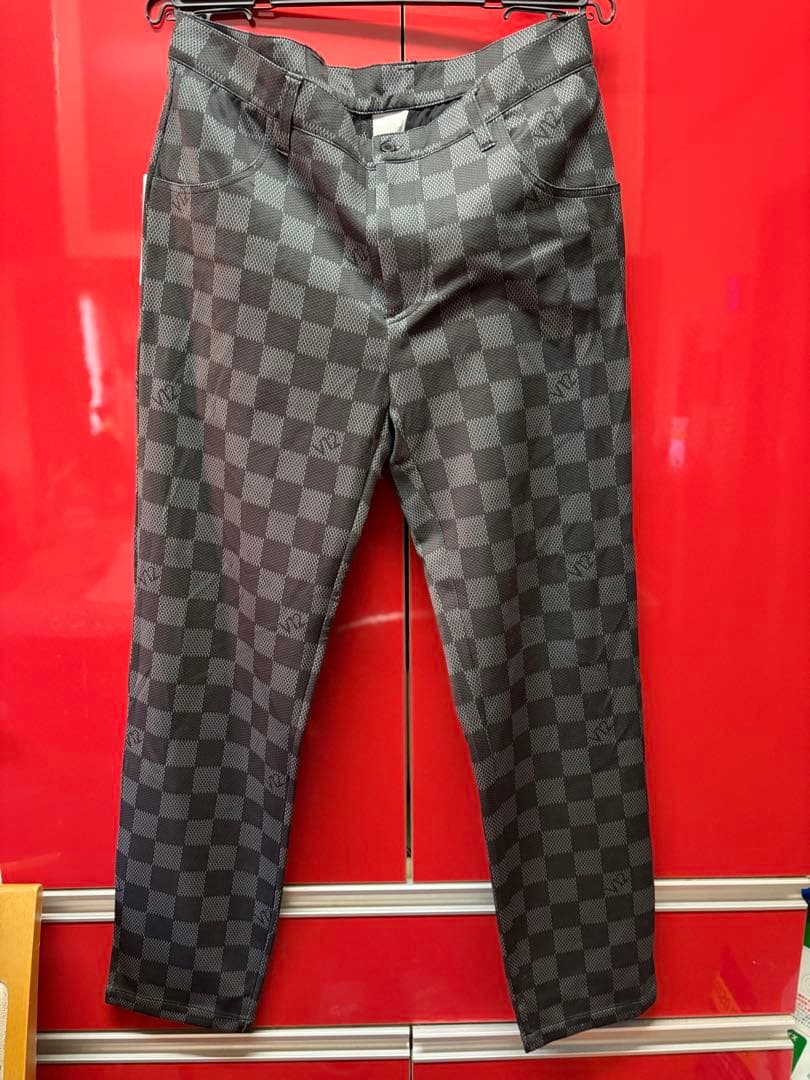 新品タグV12 ゴルフ ダミエ柄 パンツ DAM PANTS ブラック Lサイズ