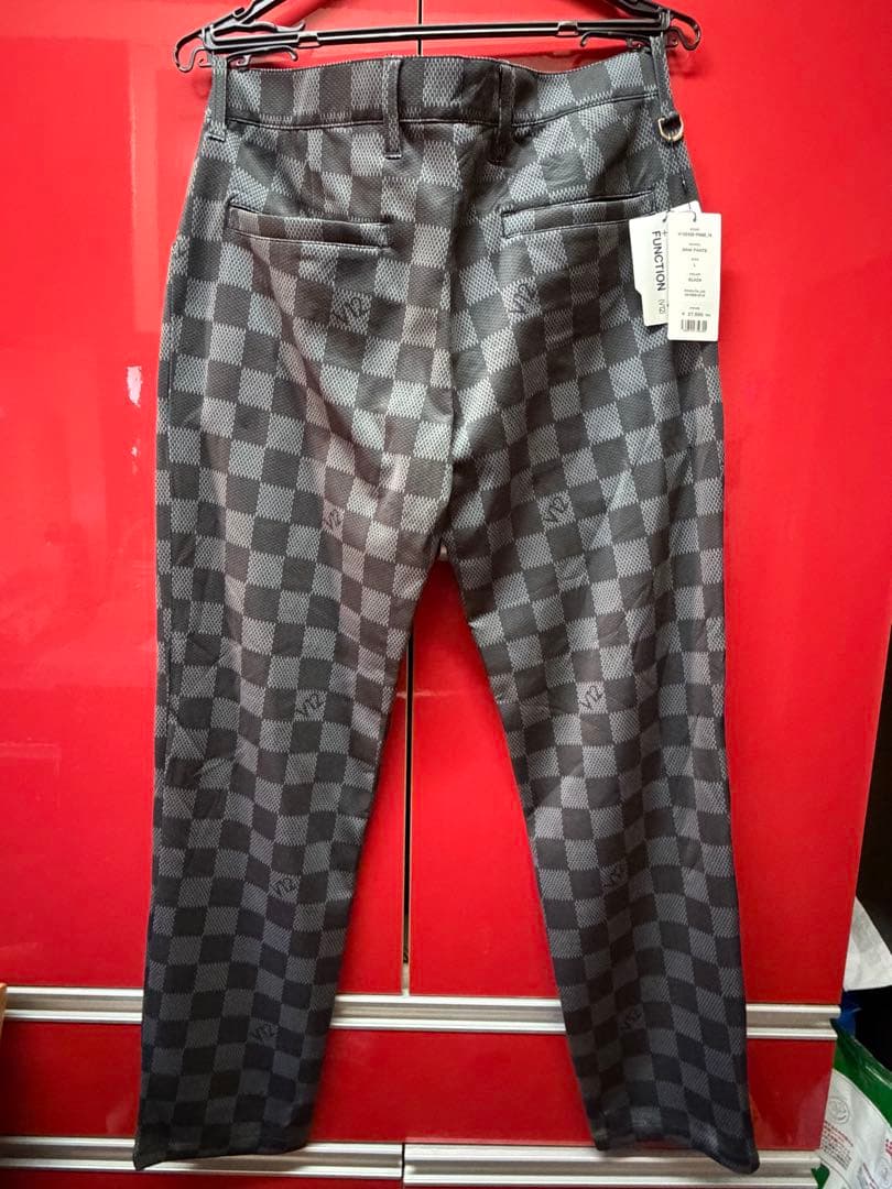 新品タグV12 ゴルフ ダミエ柄 パンツ DAM PANTS ブラック Lサイズ
