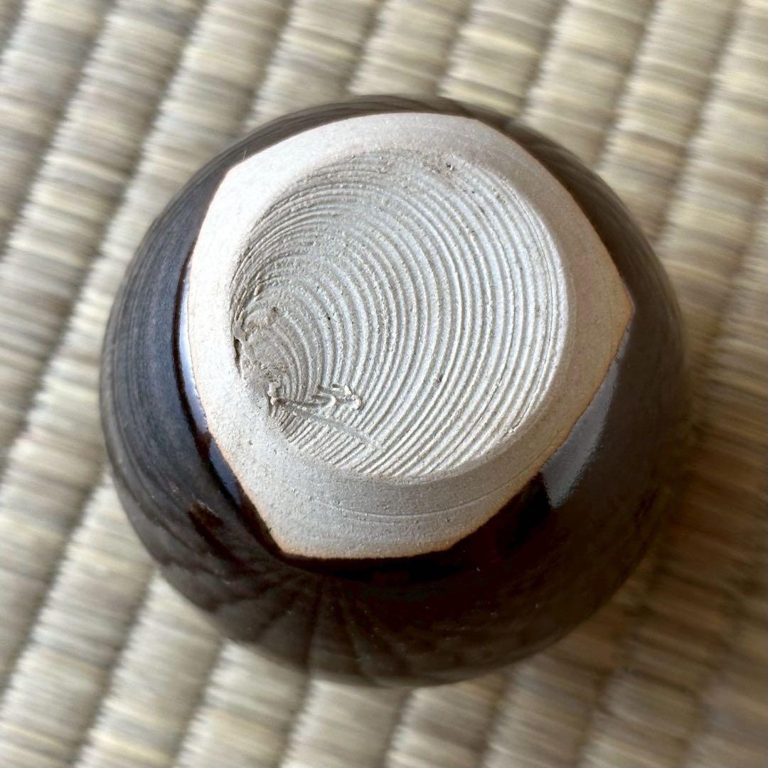 高取焼 桶谷定一 造【文琳 茶入】唐草模様 仕覆 共箱 茶道具