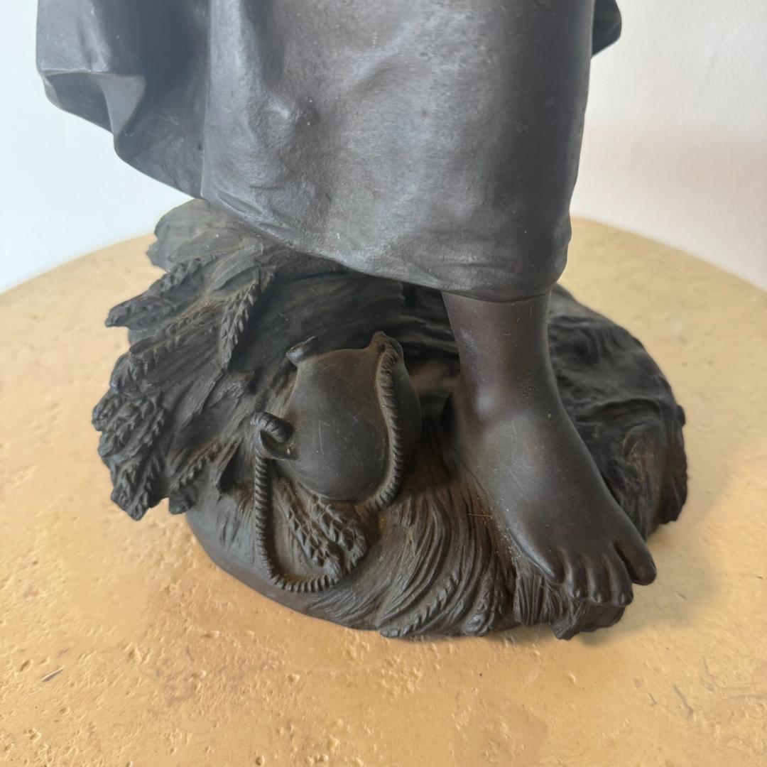 たぬき E◆美女像　ブロンズ　置物　刻印あり　銅製　美品