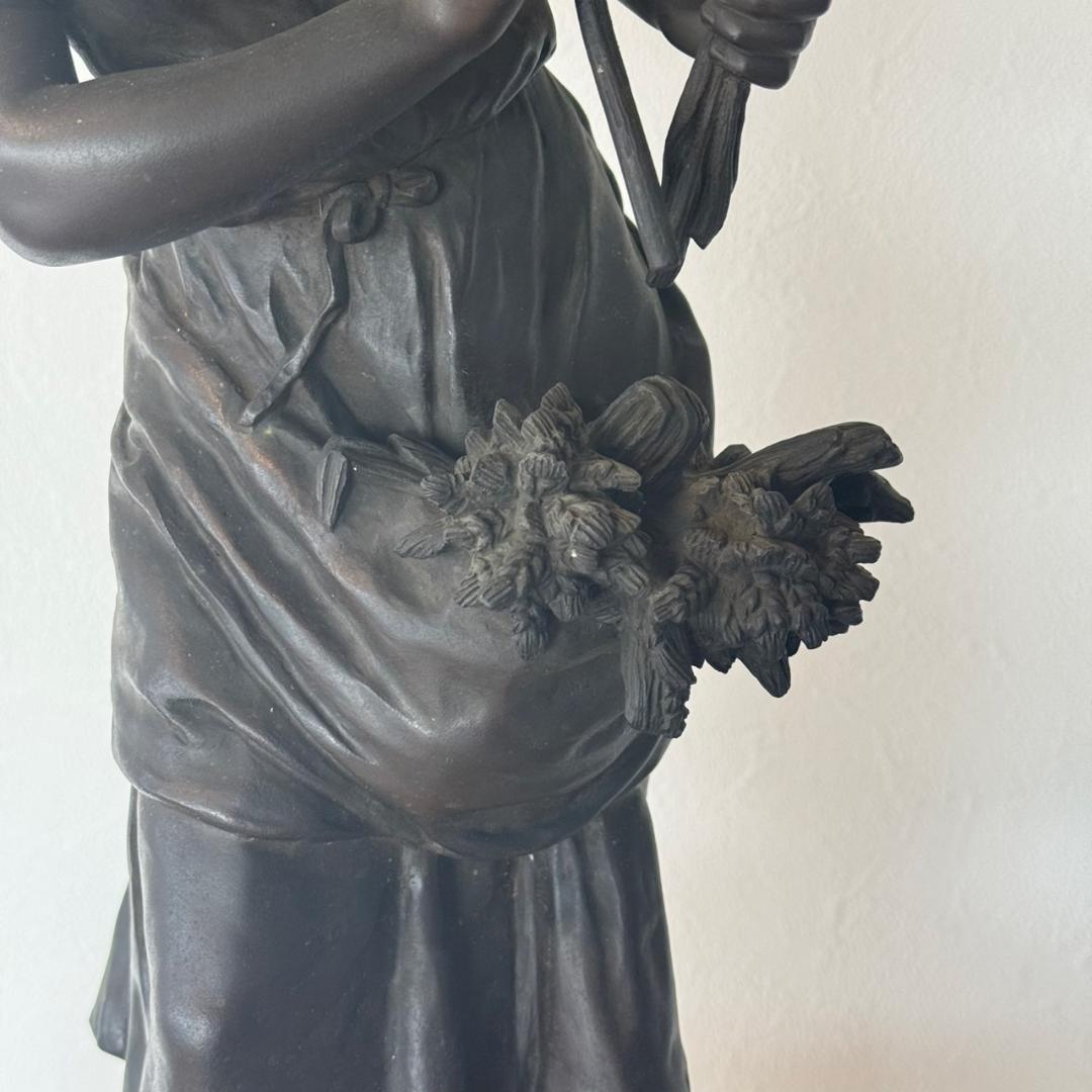 たぬき E◆美女像　ブロンズ　置物　刻印あり　銅製　美品