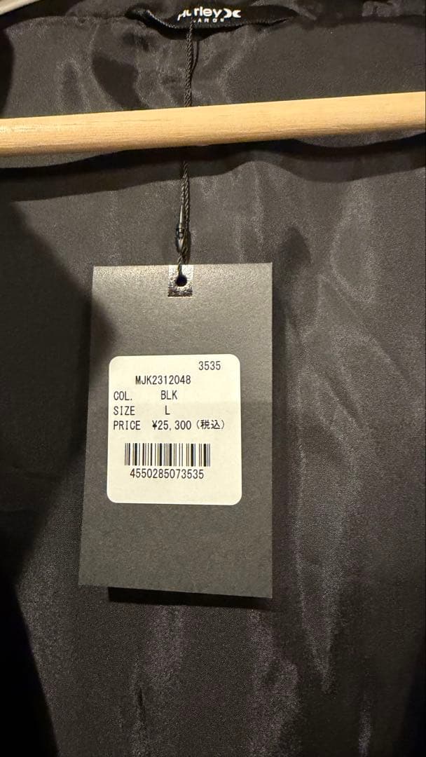 Hurley ブラック ベンチコート Lサイズ《新品、未使用》