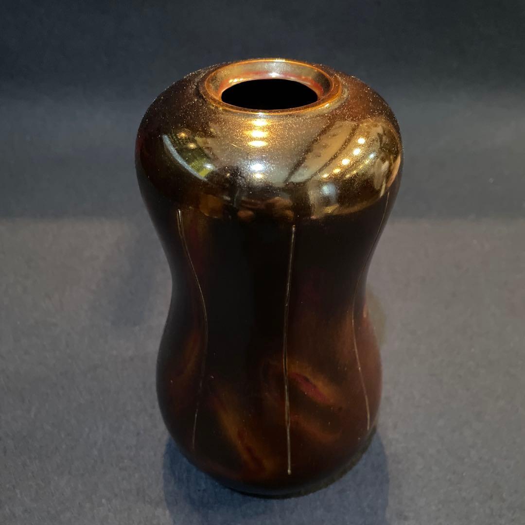 「高岡銅器」の『瓢型 紫銅 花瓶』【凰山】(造)共箱　花器　花入　花瓶