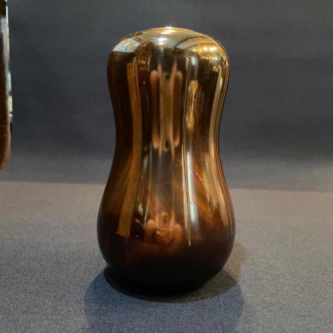 「高岡銅器」の『瓢型 紫銅 花瓶』【凰山】(造)共箱　花器　花入　花瓶