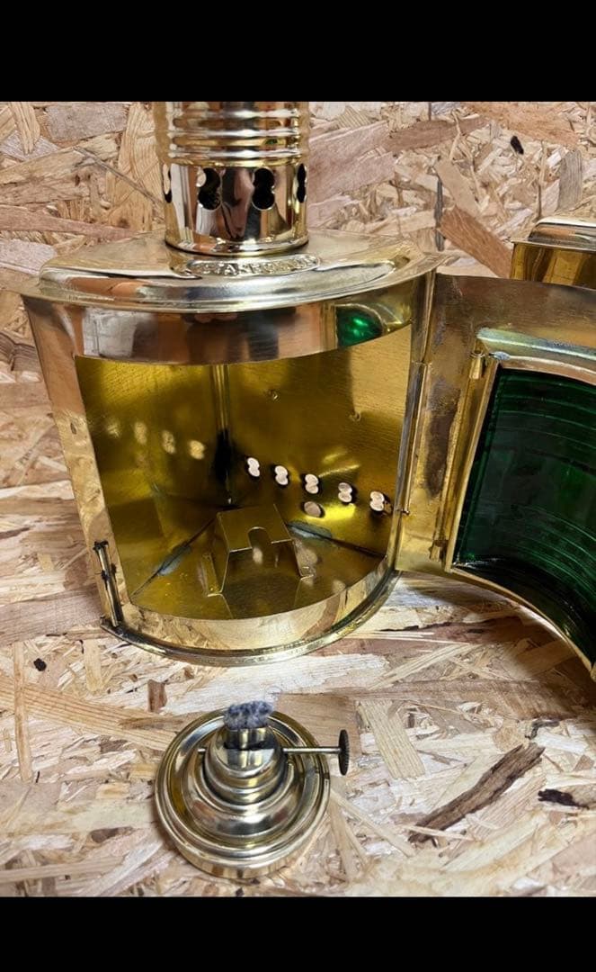 ビンテージ航海灯　右舷・左舷セット　オール真鍮製　マリンランプ