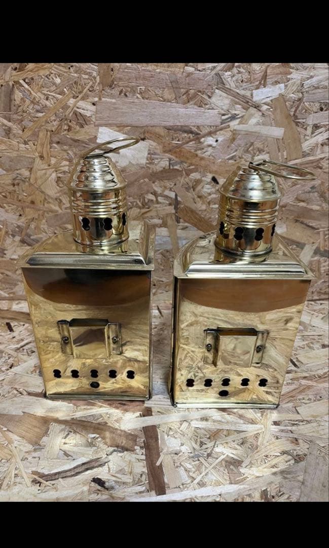ビンテージ航海灯　右舷・左舷セット　オール真鍮製　マリンランプ