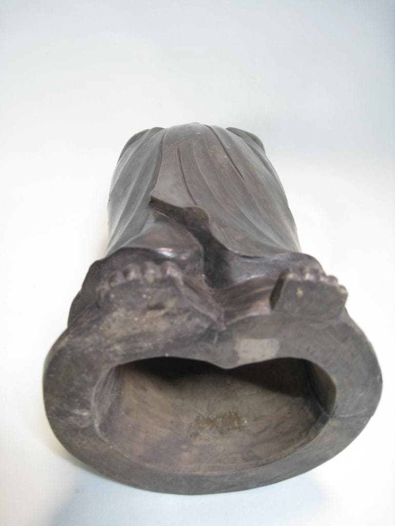 備前焼　　【青備前達磨立像】稀少な青備前