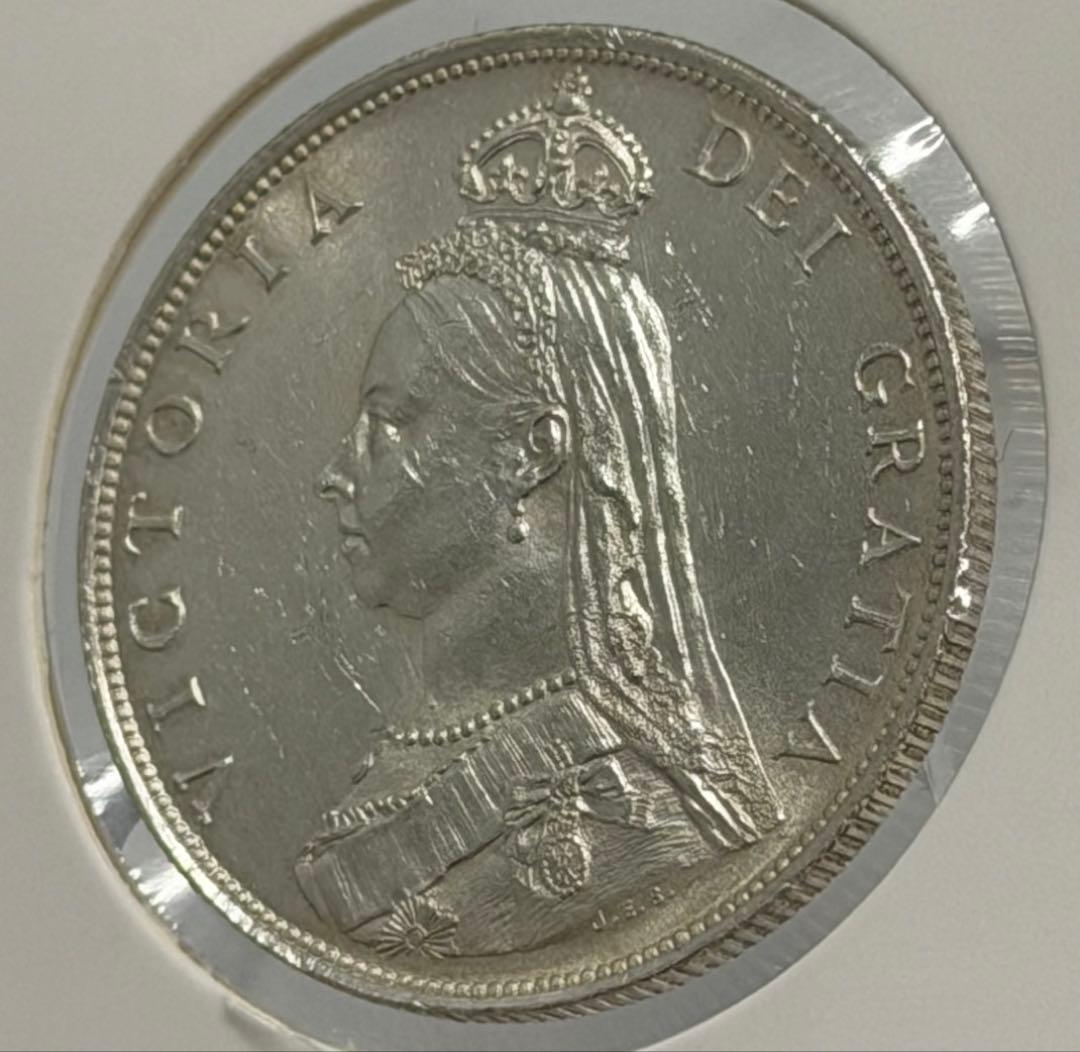1887年 ヴィクトリア ジュビリーヘッドハーフクラウン銀貨ハイグレード