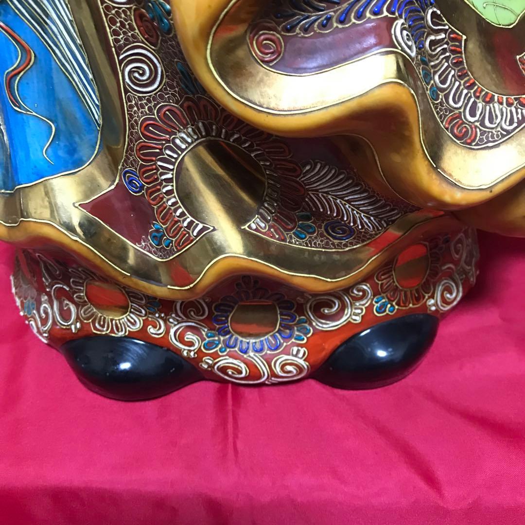 超驚愕‼️超大型‼️九谷焼達磨大師立像‼️摩訶不思議な御顔‼️正面厳顔、横面笑顔☆