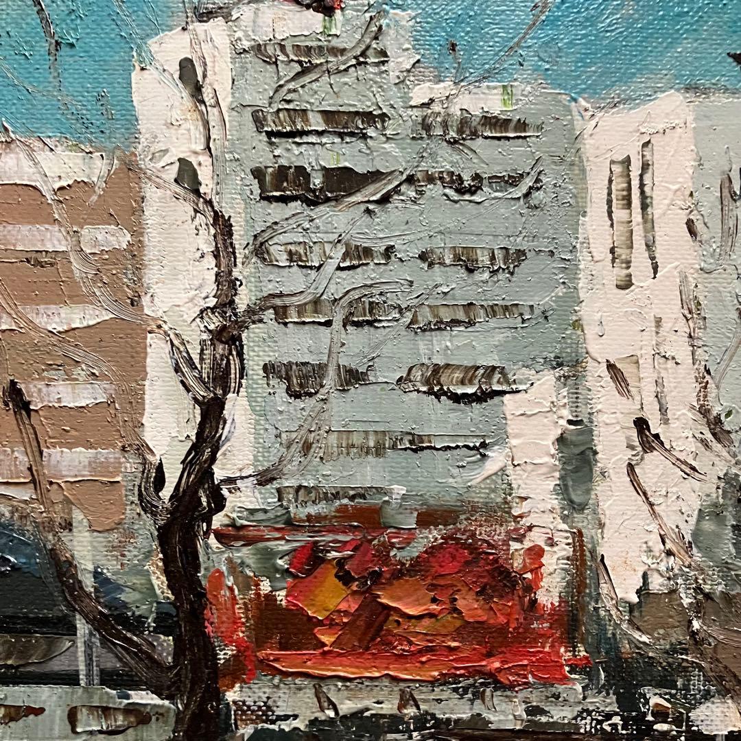 西岡清史　御堂筋にて　大阪　油彩　油絵　額なし