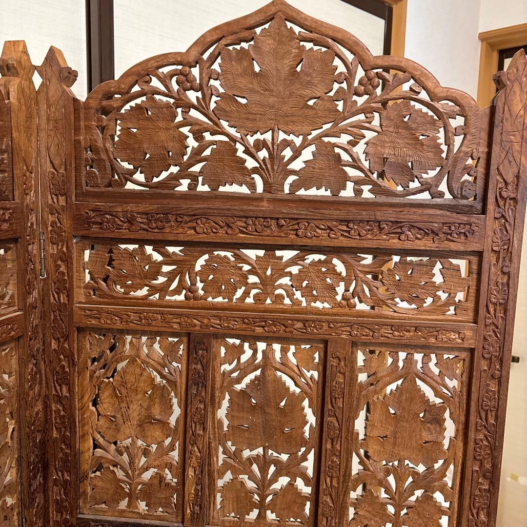 木製彫刻パーテーションアジアンスタイル