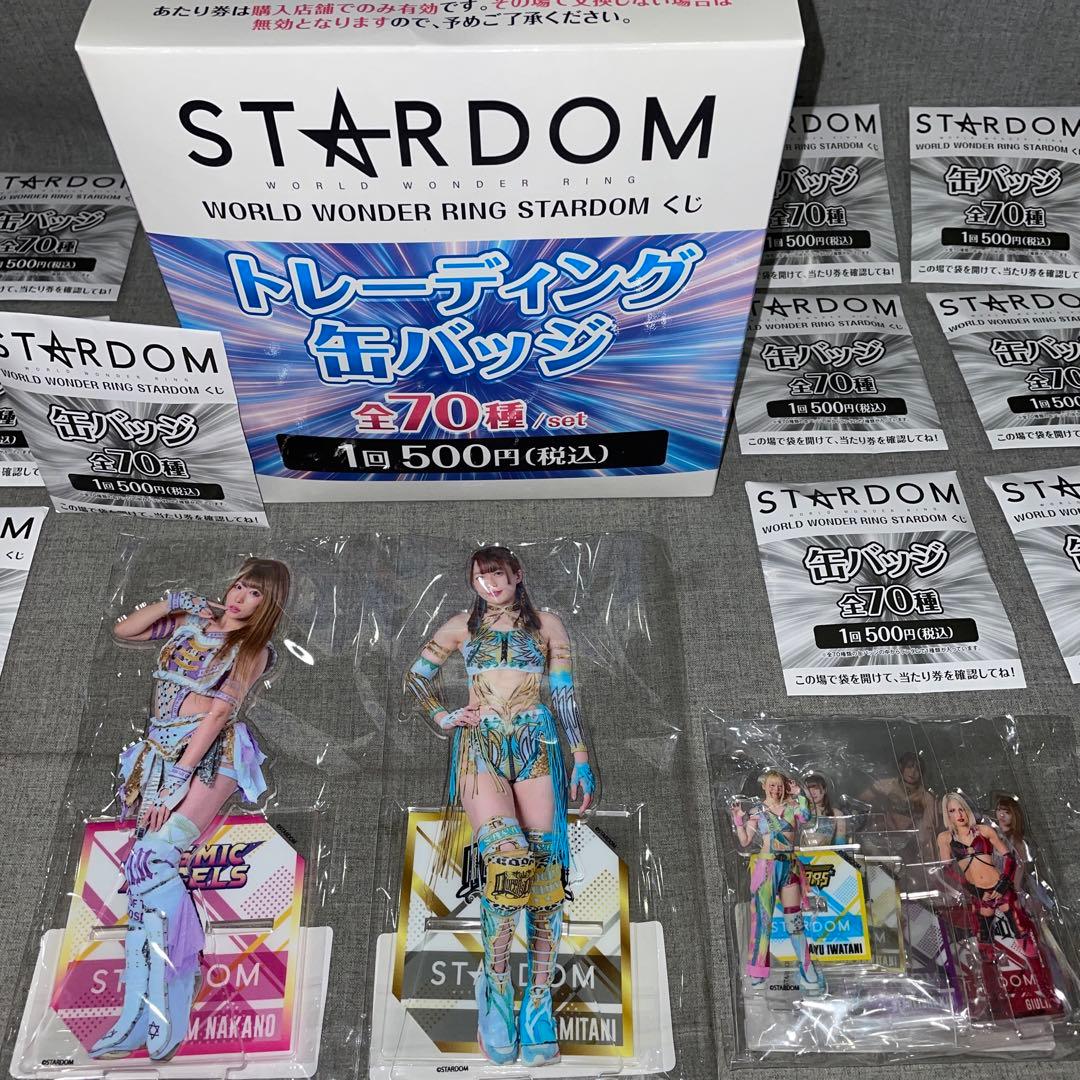 スターダム くじ　BIGアクリルスタンド　フィニッシュ賞　トレーディング缶バッジ