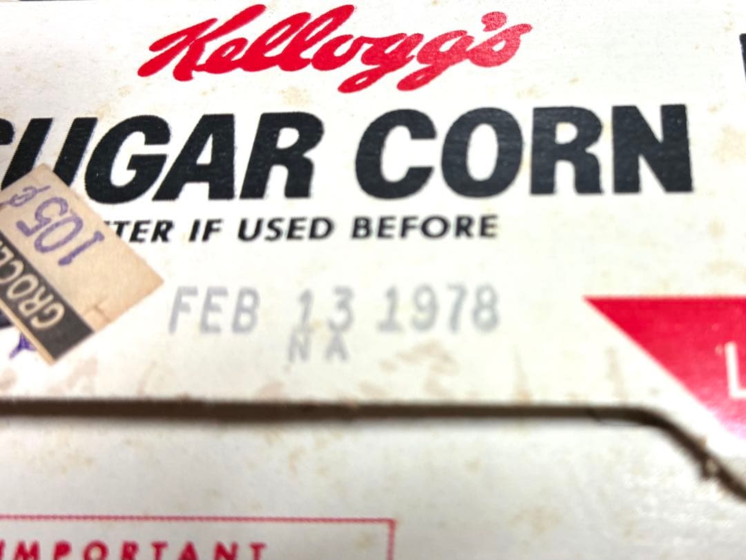 70s ケロッグ　シュガーコーン　空箱　パッケージ　アメリカン雑貨　ビンテージ