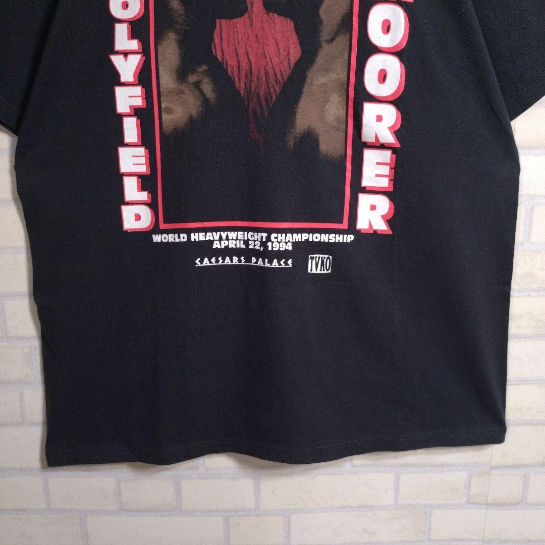 お宝★90s USA製 ホリフィールド VS モーラー 半袖Tシャツ 黒 XL