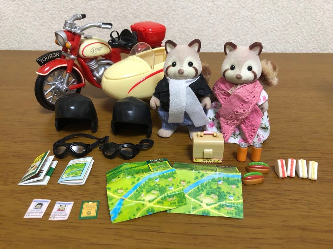 シルバニアファミリーアライグマ 海外版 モーターサイクル&サイドカー