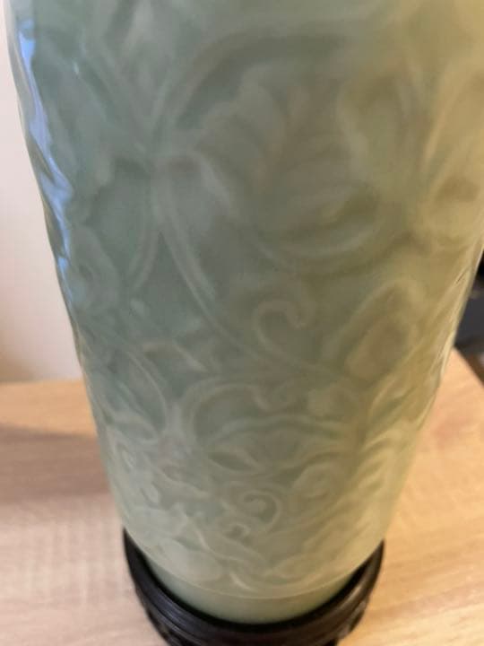 中国古玩　清代　仿龍泉窯青磁花瓶